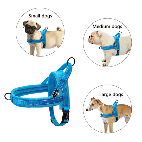 Nylon Reflective Pet Dog Harnesses Vest Soft Flannel Padded For Small Medium Large Dogs