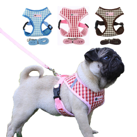 Breathable Small Dog Harness and Leash Set Pet Vest Harness Collar Mesh Padded